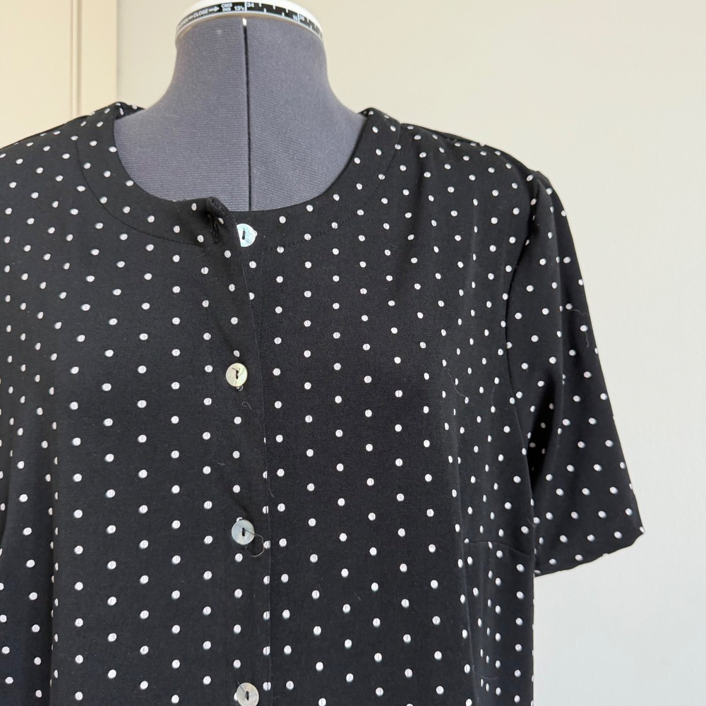 Vintage 90s Polka Dot Button Front Top - Picture 6 of 9